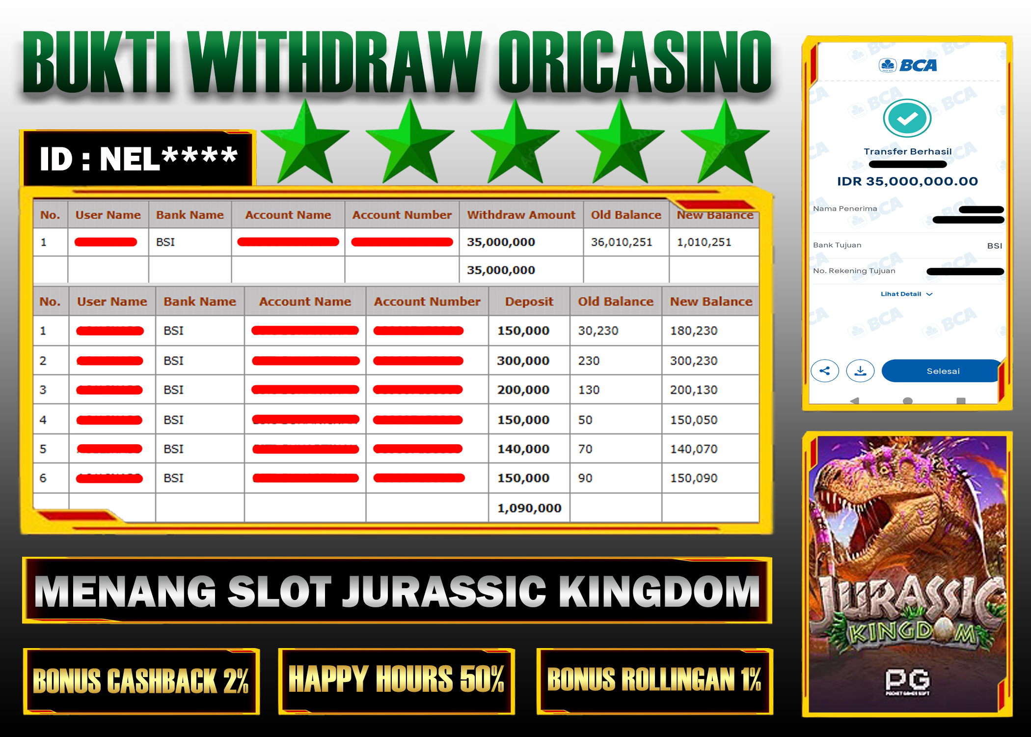BUKTI KEMENANGAN SL0T JURASSIC KINGDOM PROVIDER PGSOFT